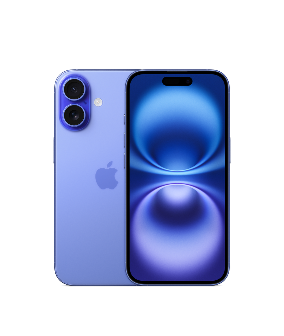 Ultramarine iPhone 16, front and back